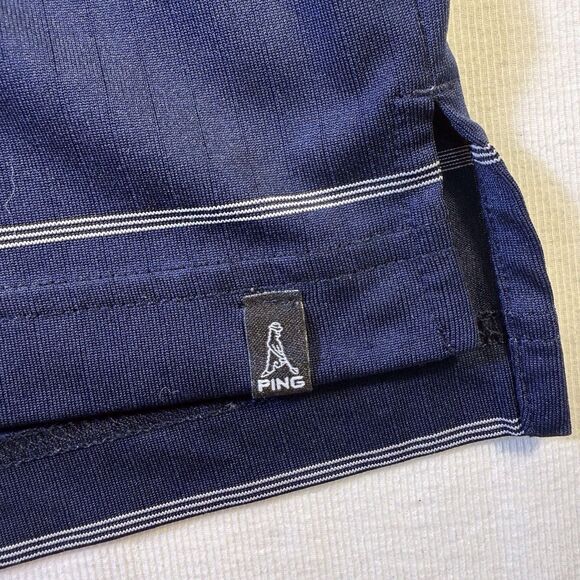 Ping Polo Golf Shirt Mens XL Navy Blue Striped Short Sleeve Performance Casual - Picture 7 of 9